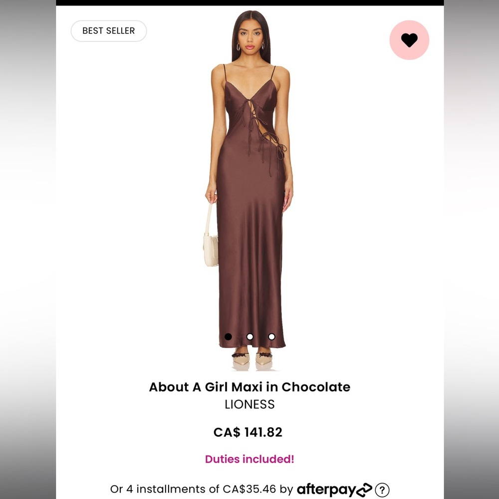 Lioness brown silk satin slip dress XS